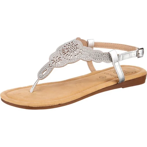 Metallic Fashion Riemchensandale - Silber -Schuh Verkaufs-Shop 16972455 01