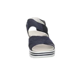 Damen Riemchensandalen H-Michelle Sandale Fußbett Bequem Freizeit Leder-/Textilkombination Uni Riemchensandalen - Dunkelblau