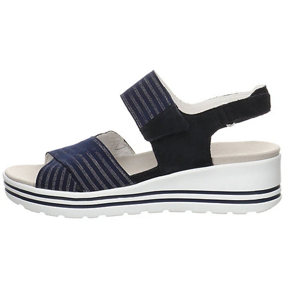 Damen Riemchensandalen H-Michelle Sandale Fußbett Bequem Freizeit Leder-/Textilkombination Uni Riemchensandalen - Dunkelblau 2 Damen Riemchensandalen H-Michelle Sandale Fußbett Bequem Freizeit Leder-/Textilkombination Uni Riemchensandalen - Dunkelblau – Bild 2