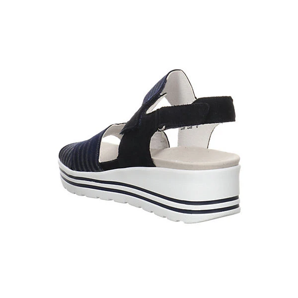 Damen Riemchensandalen H-Michelle Sandale Fußbett Bequem Freizeit Leder-/Textilkombination Uni Riemchensandalen - Dunkelblau 5 Damen Riemchensandalen H-Michelle Sandale Fußbett Bequem Freizeit Leder-/Textilkombination Uni Riemchensandalen - Dunkelblau – Bild 5