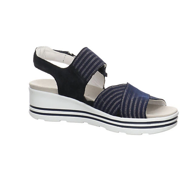 Damen Riemchensandalen H-Michelle Sandale Fußbett Bequem Freizeit Leder-/Textilkombination Uni Riemchensandalen - Dunkelblau 7 Damen Riemchensandalen H-Michelle Sandale Fußbett Bequem Freizeit Leder-/Textilkombination Uni Riemchensandalen - Dunkelblau – Bild 7