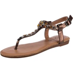 Metallic Fashion Riemchensandale T-Steg-Sandalen