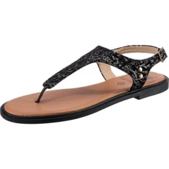 Metallic Riemen T-Steg-Sandalen