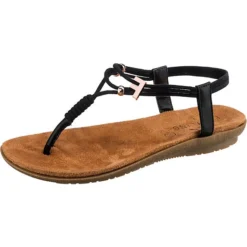 City Frey-casual T-Steg-Sandalen - Schwarz