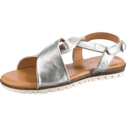Metallic Fashion Leder Klassische Sandalen - Silber