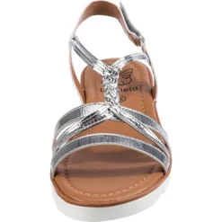 Metallic Plateau Riemen T-Steg-Sandalen - Silber -Schuh Verkaufs-Shop 22193367 04