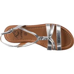 Metallic Plateau Riemen T-Steg-Sandalen - Silber -Schuh Verkaufs-Shop 22193367 06