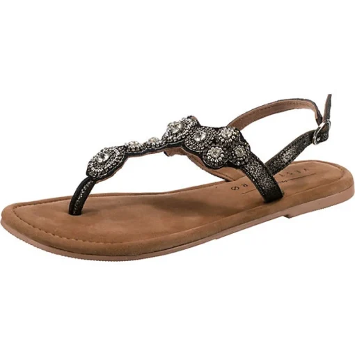 Echtleder High Fashion T-Steg-Sandalen - Schwarz -Schuh Verkaufs-Shop 22438863 01