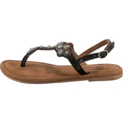 Echtleder High Fashion T-Steg-Sandalen - Schwarz -Schuh Verkaufs-Shop 22438863 03