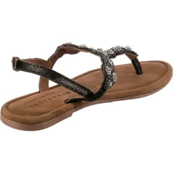 Echtleder High Fashion T-Steg-Sandalen - Schwarz -Schuh Verkaufs-Shop 22438863 05