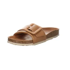 Verbenas Damen Riemchensandalen Reiko Pantolette Fußbett Bequem Freizeit Glattleder Uni Riemchensandalen