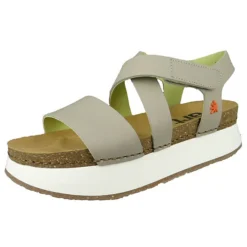 *art Damen Sandalen Mykonos Cartago 1268 Grau Sesame Leder Klassische Sandalen - Grau