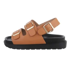 Riemchensandalen Schnalle, Flach, Riemen