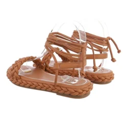 Riemchensandalen Hakenschnürung, Flach, Geflochten, Riemen -Schuh Verkaufs-Shop 29129447 03