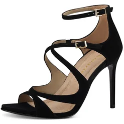 Tamaris Damen Sandalen Sandalette 1-28364-20 Schwarz 001 Black Leder Klassische Sandalen - Schwarz