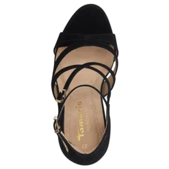 Tamaris Damen Sandalen Sandalette 1-28364-20 Schwarz 001 Black Leder Klassische Sandalen - Schwarz -Schuh Verkaufs-Shop 29211445 05
