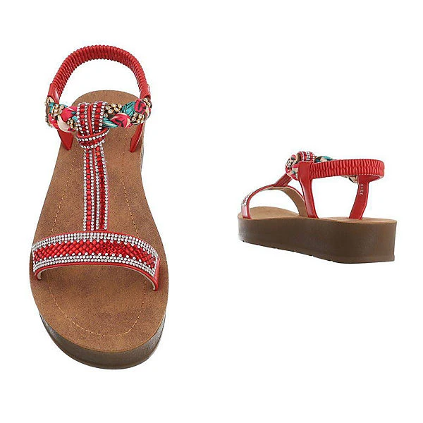 Riemchensandalen , Flach, Strass 3 Riemchensandalen , Flach, Strass – Bild 3