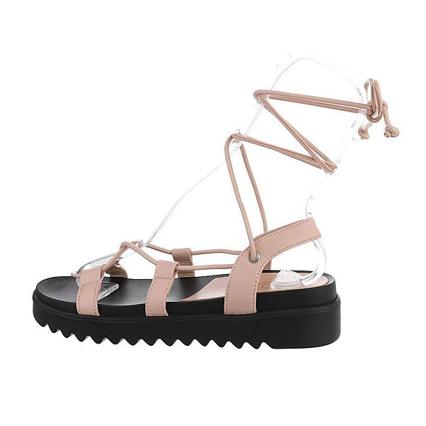 Riemchensandalen Hakenschnürung, Flach, Dekoschnüre 1 Riemchensandalen Hakenschnürung, Flach, Dekoschnüre