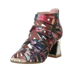 Laura Vita Damen Riemchensandalen Jacbo 01 Sandalette Fußbett Bequem Freizeit Glattleder Bedruckt Riemchensandalen - Bronze