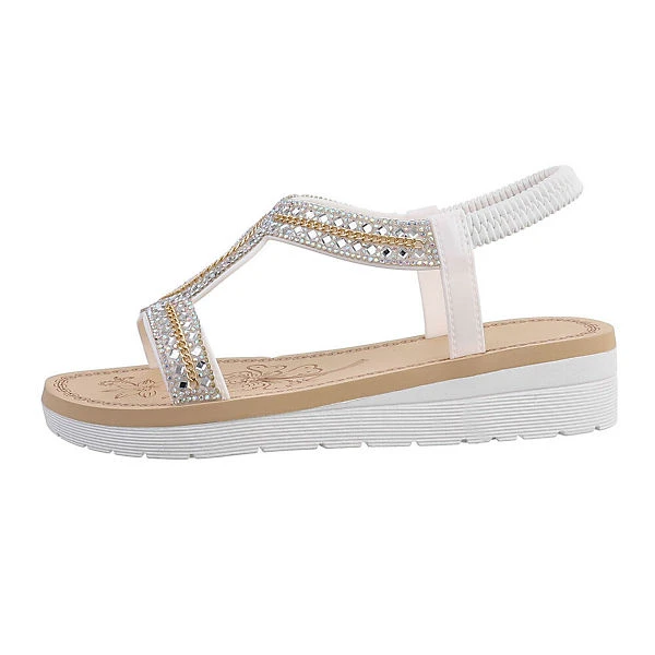 Riemchensandalen , Keilabsatz/Wedge, Riemen, Strass 1 Riemchensandalen , Keilabsatz/Wedge, Riemen, Strass