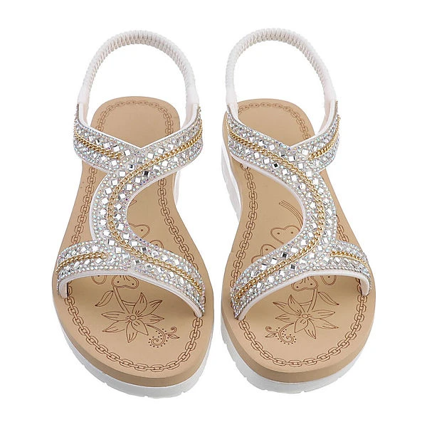 Riemchensandalen , Keilabsatz/Wedge, Riemen, Strass 4 Riemchensandalen , Keilabsatz/Wedge, Riemen, Strass – Bild 4