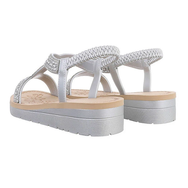 Riemchensandalen , Keilabsatz/Wedge, Metallisch, Strass 3 Riemchensandalen , Keilabsatz/Wedge, Metallisch, Strass – Bild 3