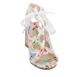 Laura Vita Damen Riemchensandalen Hackio 11 Sandalette Fußbett Bequem Freizeit Blüten Leder-/Textilkombination Geblümt Riemchensandalen - Weiß -Schuh Verkaufs-Shop 29444208 03