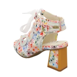 Laura Vita Damen Riemchensandalen Hackio 11 Sandalette Fußbett Bequem Freizeit Blüten Leder-/Textilkombination Geblümt Riemchensandalen - Weiß -Schuh Verkaufs-Shop 29444208 07