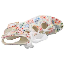 Laura Vita Damen Riemchensandalen Hackio 11 Sandalette Fußbett Bequem Freizeit Blüten Leder-/Textilkombination Geblümt Riemchensandalen - Weiß -Schuh Verkaufs-Shop 29444208 08