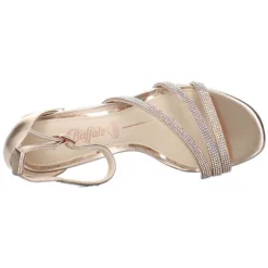 Buffalo Damen Riemchensandalen Lilly Glam Sandalette Fußbett Bequem Freizeit Synthetik Uni Riemchensandalen - Rosegold -Schuh Verkaufs-Shop 29545459 08