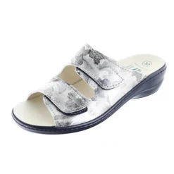 Pantoletten Metallic Lederfutter Komfort-Sandalen - Grau